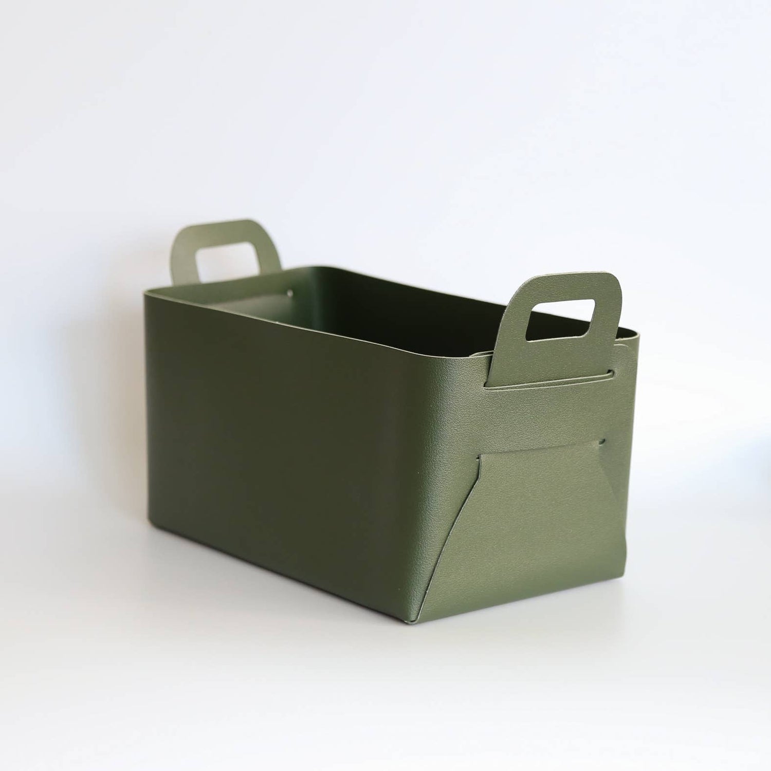 Zora Botanica - Vegan Leather Storage Basket Gift Box, Medium: Green